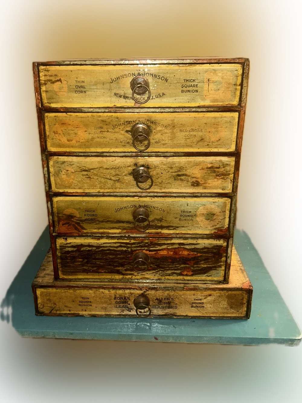 RARE Early 1900s Johnson & Johnson Bunion Pads Advertising Store Display Cabinet